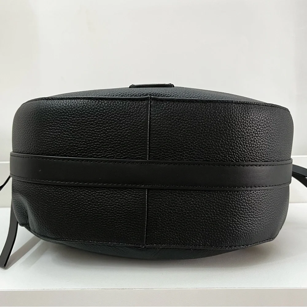 VINCE CAMUTO Black Jenna Nayla Studded Leather Hobo Shoulder Bag